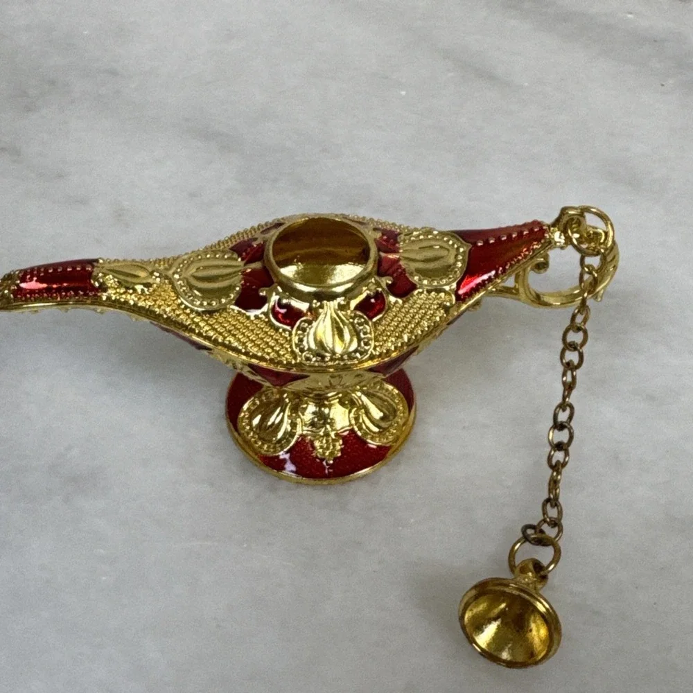 Aladdin's Lamp Miniature Metal Craft, Red and Gold